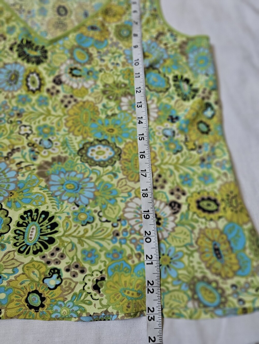 Sigrid Olsen Floral Tank Top Size Large Green Blue Rayon Boho Cottagecore - Picture 9 of 10